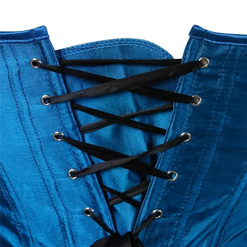 Peacock Feather Corsets Bustiers Top Sexy Satin Overbust Corset Ladies Halloween Big Size Black Blue korsett