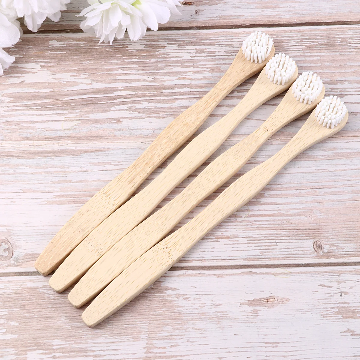 4 pçs limpador de língua raspador escova de dentes de bambu escova de língua para limpeza profunda oral (branco) limpador de língua de bambu