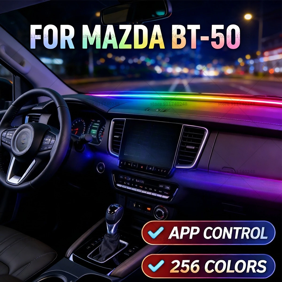 

For Mazda BT-50 Automotive decoration light strip,colorful acrylic front windshield soundproofing strip,ambience light