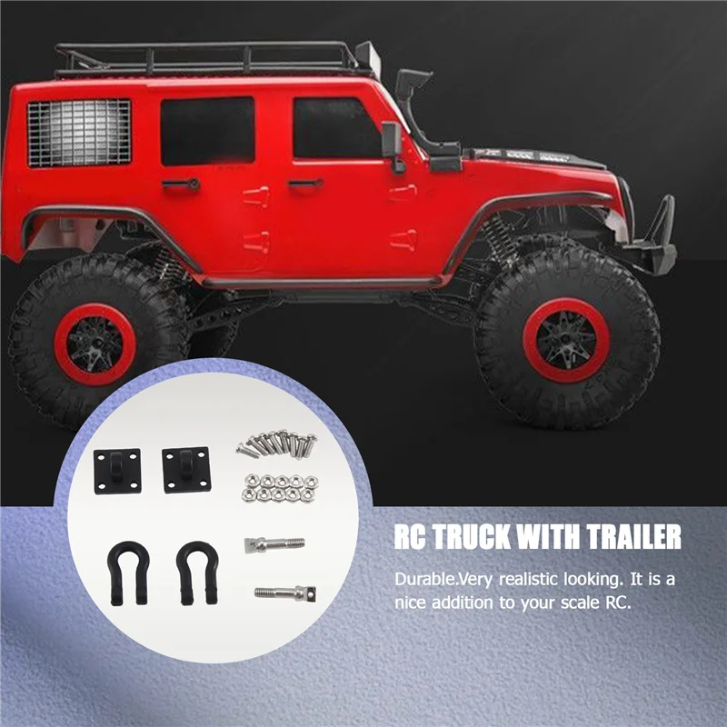 

2Pcs Trailer Towing Buckle Tow Hooks Metal Climbing Trailer Shackles For 1/10 RC Car Truck Climbing Car (Black)