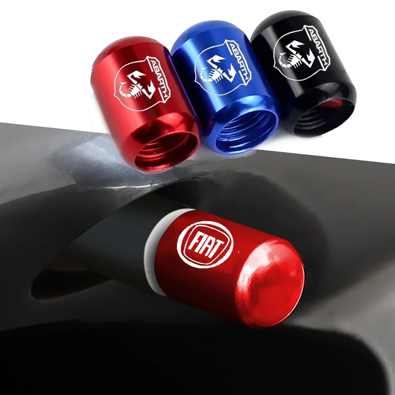 Tampas de Válvula de Roda de Carro com Logotipo para Fiat Abarth Tipo Ducato Siena 600 500x Stilo 500 Uno Freemont Palio Doblo