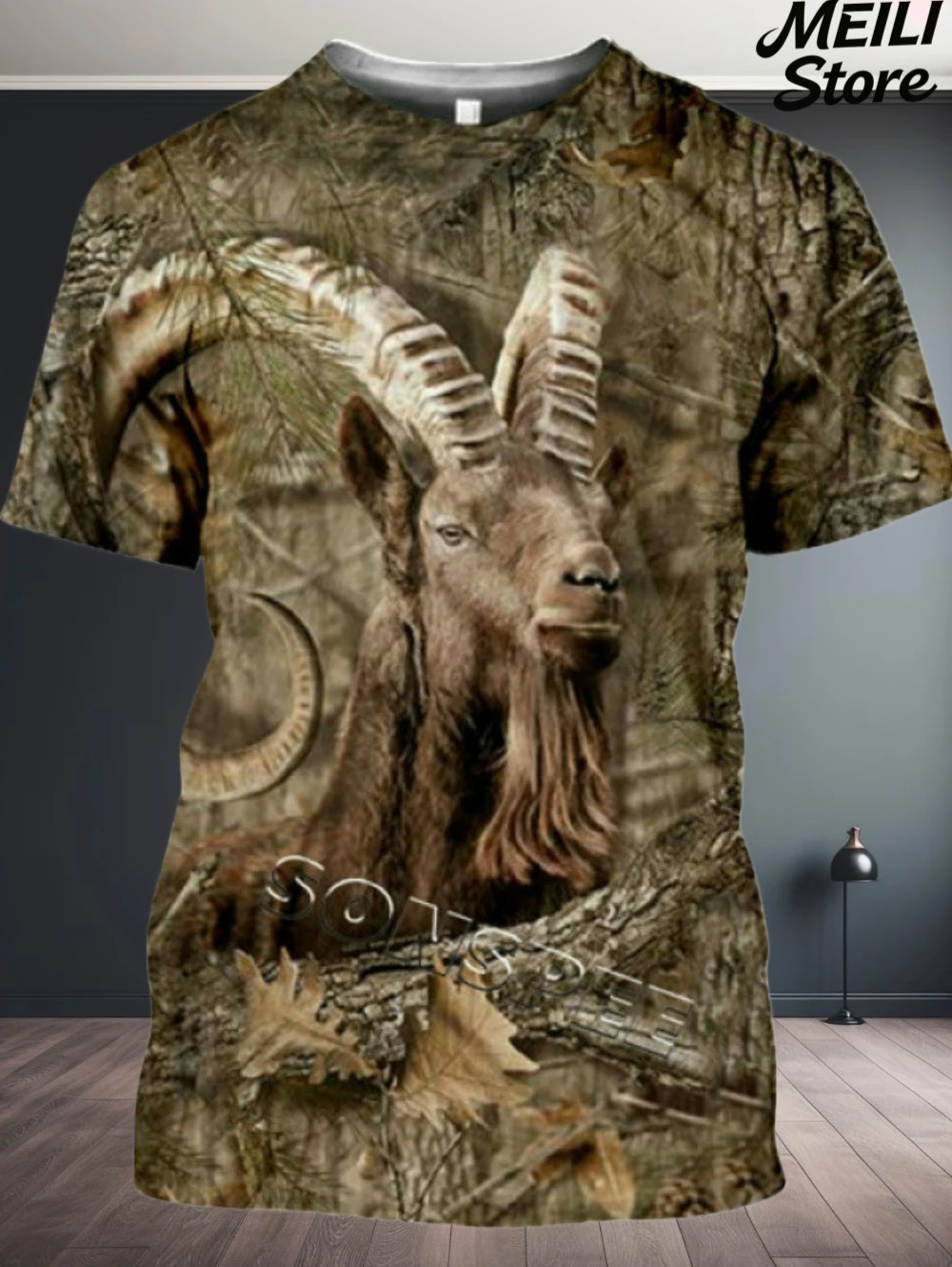 

Новая мужская футболка с 3D принтом «Охотничьи животные», летние камуфляжные забавные топы с короткими рукавами, повседневная уличная уличная мужская одежда