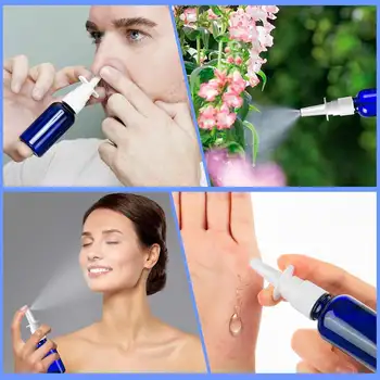 1個5毫升-100毫升藍色鼻腔噴霧瓶,玻璃材質,按壓式噴嘴,空瓶可重複填充玻璃霧化器 10 最佳銷售 鼻噴劑 - №7