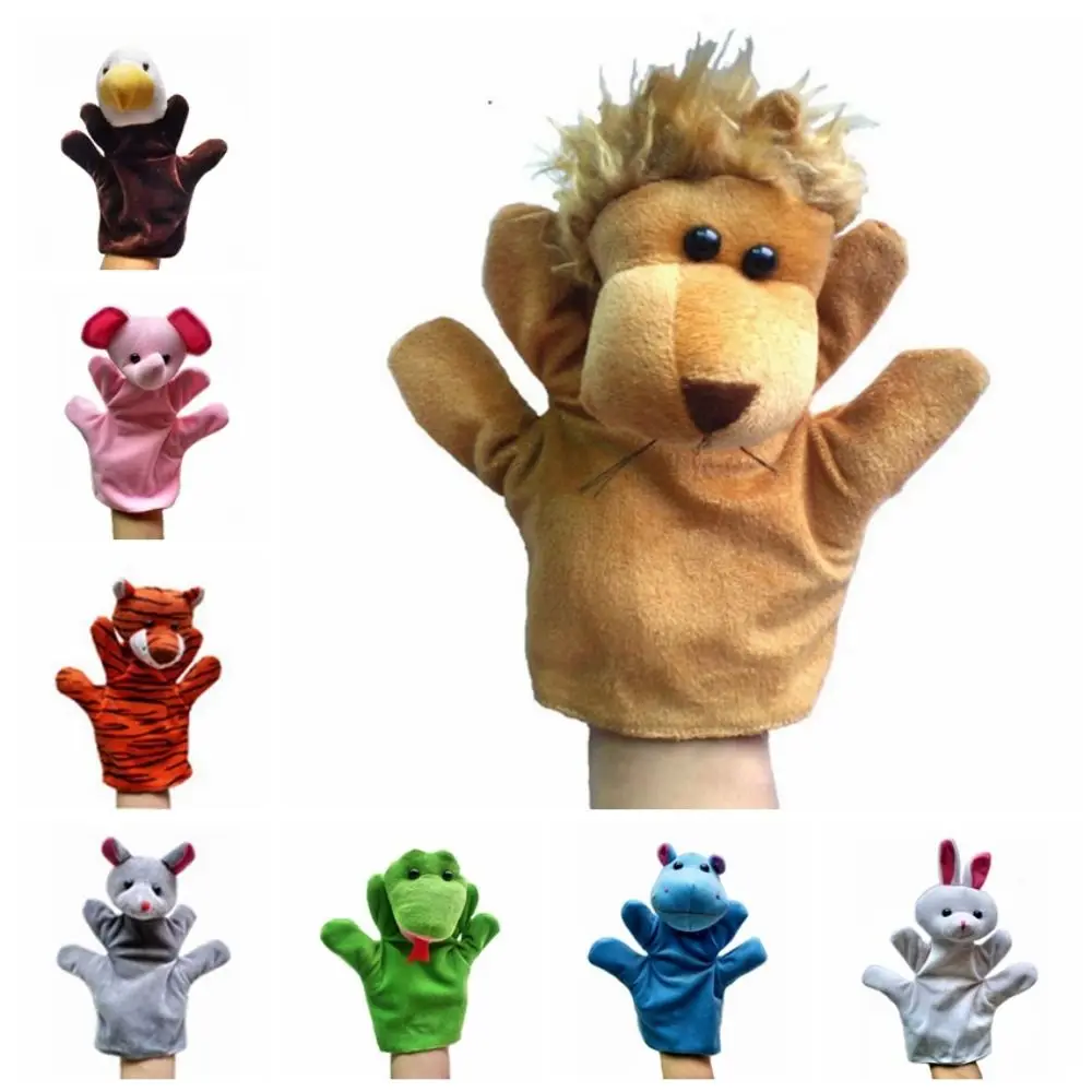 24 tipos de marionetas de mano para animales de dibujos animados, marionetas de mano adorables de tela, animales interactivos, marionetas de mano para dedo, juego de rol