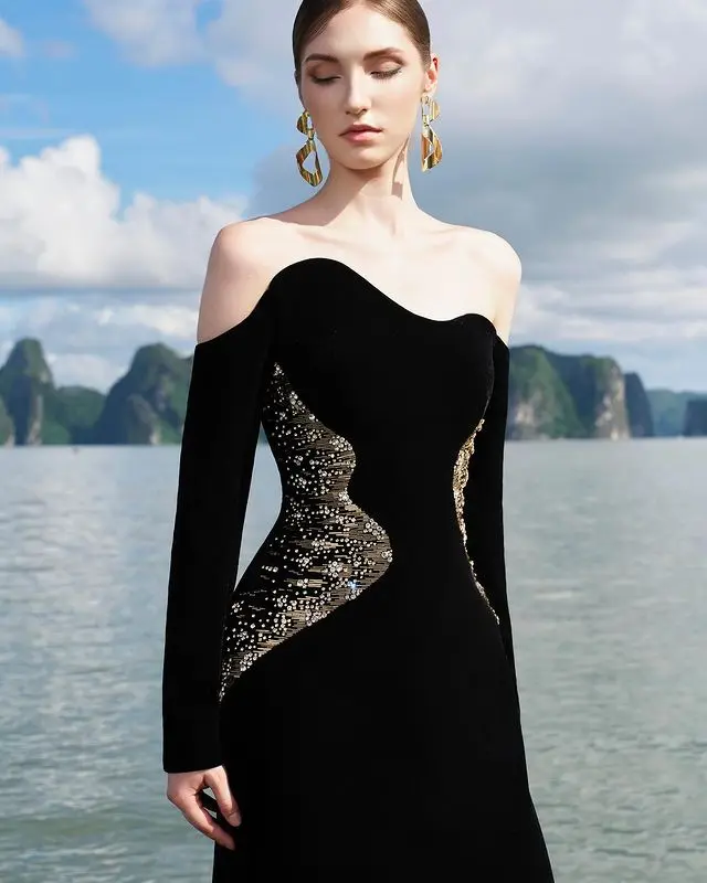 Beading Prom Dresses Sequins Off Shoulder Elegant Evening Dress Saudi Arabia Wedding Party Dress Formal Occasion customized 2025