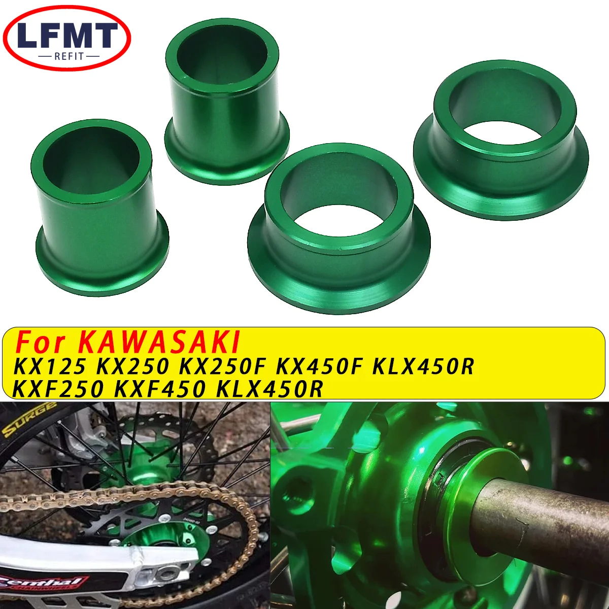 

Motorcycle Accessories Front Rear Wheel Hub Spacer Kit For Kawasaki KX125 KX250 KX250F KX450F KLX450R KX 125 250 250F 450F MOTO