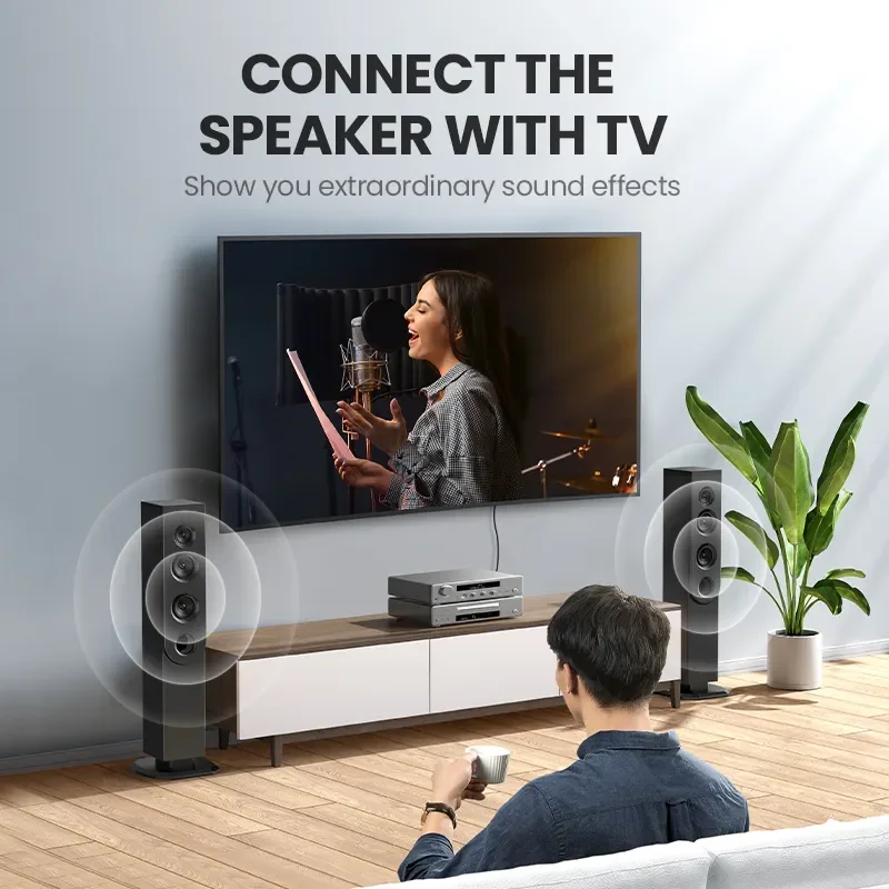 UGREEN 동축 디지털 오디오 케이블 금도금 편조 서브우퍼 케이블 RCA 남성-남성 HiFi 5.1 SPDIF 스테레오 오디오 케이블