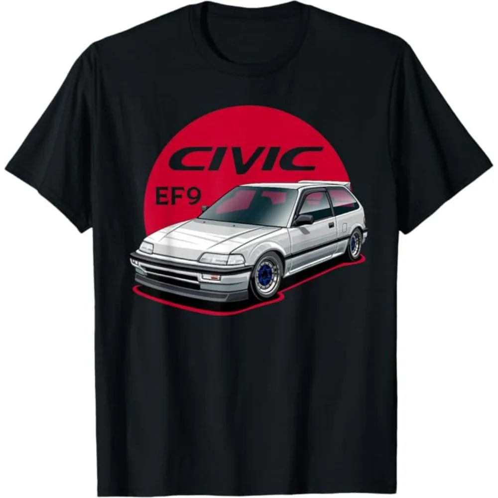 

Футболка Honda для мужчин и женщин, модель Civic EF9, с изображением японского автомобиля, летняя, для езды по бездорожью, с коротким рукавом, весенняя, для мотогонок