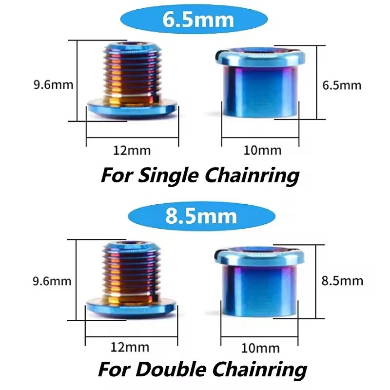 6.5/8.5mm TC4 Titanium Alloy Bicycle Chainring Bolt Road MTB Bike Crankset Bolt Set Bicycle Dental Plate Bike Chainwheel Screw