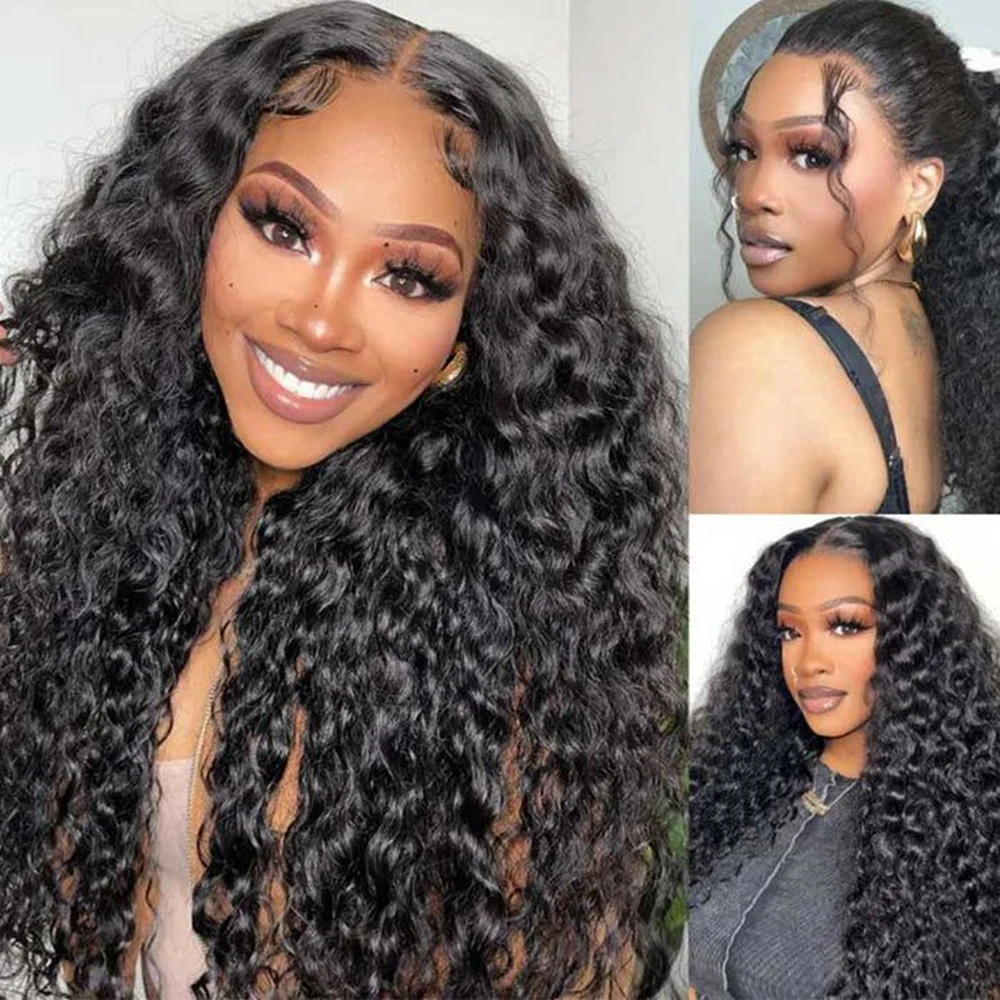 

Human Hair Wigs Deep Wave Kinky Curly V Part Wig Human Hair Malaysian Hair Wigs for Women 250 Density Afro Curly V/U Part Wig