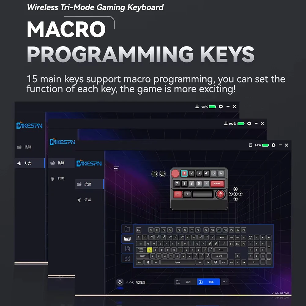 لوحة مفاتيح ميكانيكية لاسلكية BT 15 مفتاح قابلة للبرمجة، لوحة مفاتيح ألعاب قابلة للتبديل السريع، مقبض هزاز، لوحة مفاتيح ماكرو سلكية بإضاءة خلفية RGB #6