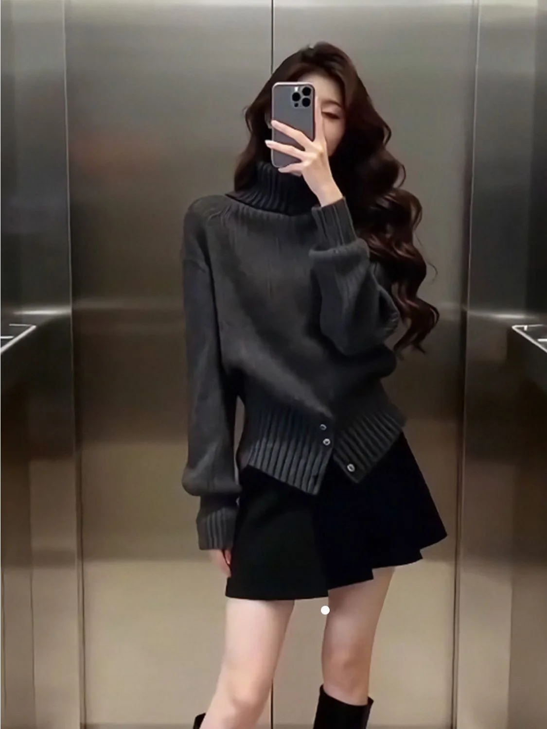 

Корейский вязаный свитер с высоким вырезом Ne, женский зимний вязаный свитер, модный теплый однотонный длинный топ све