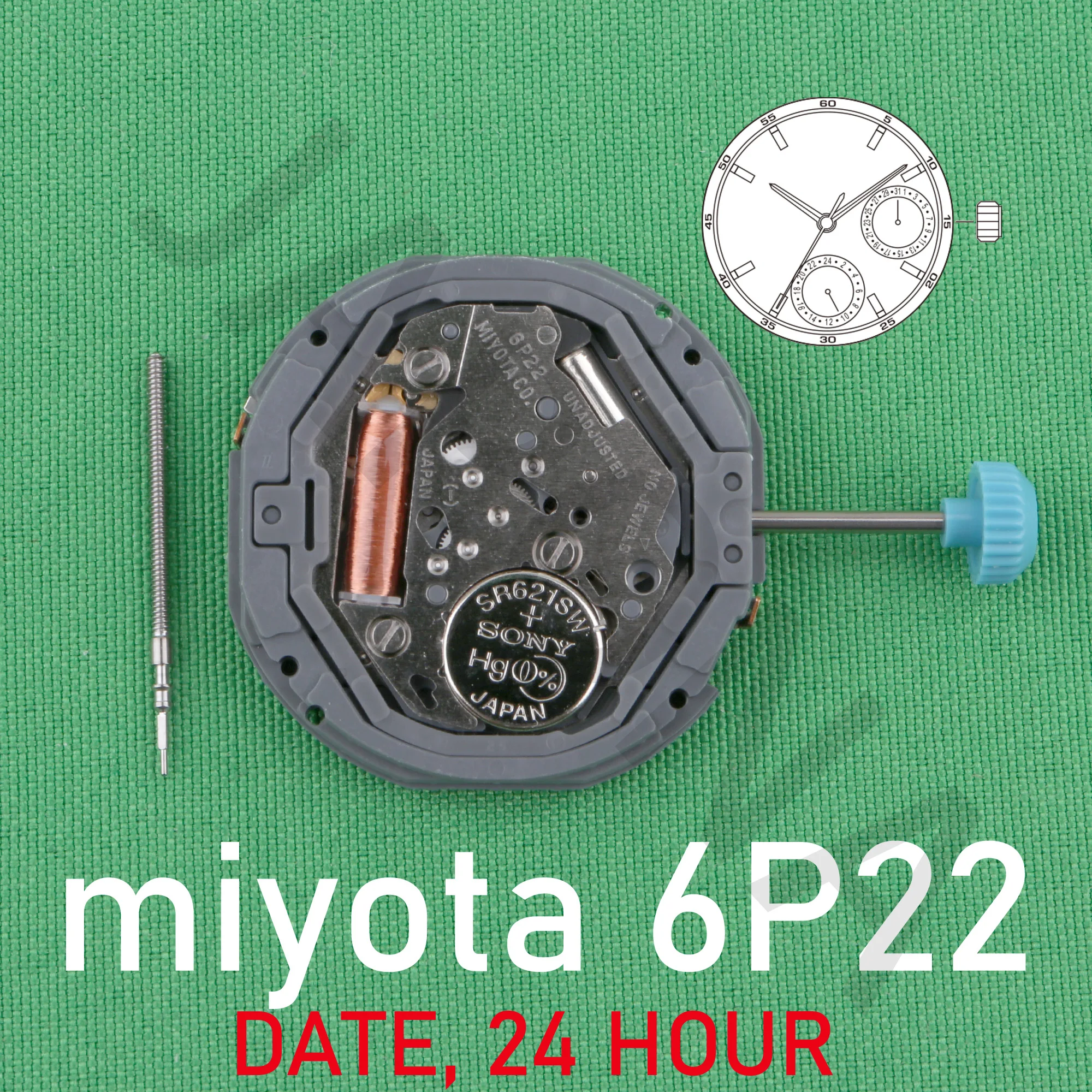 6P22 движение miyota 6P22 движение японское время/24 часа