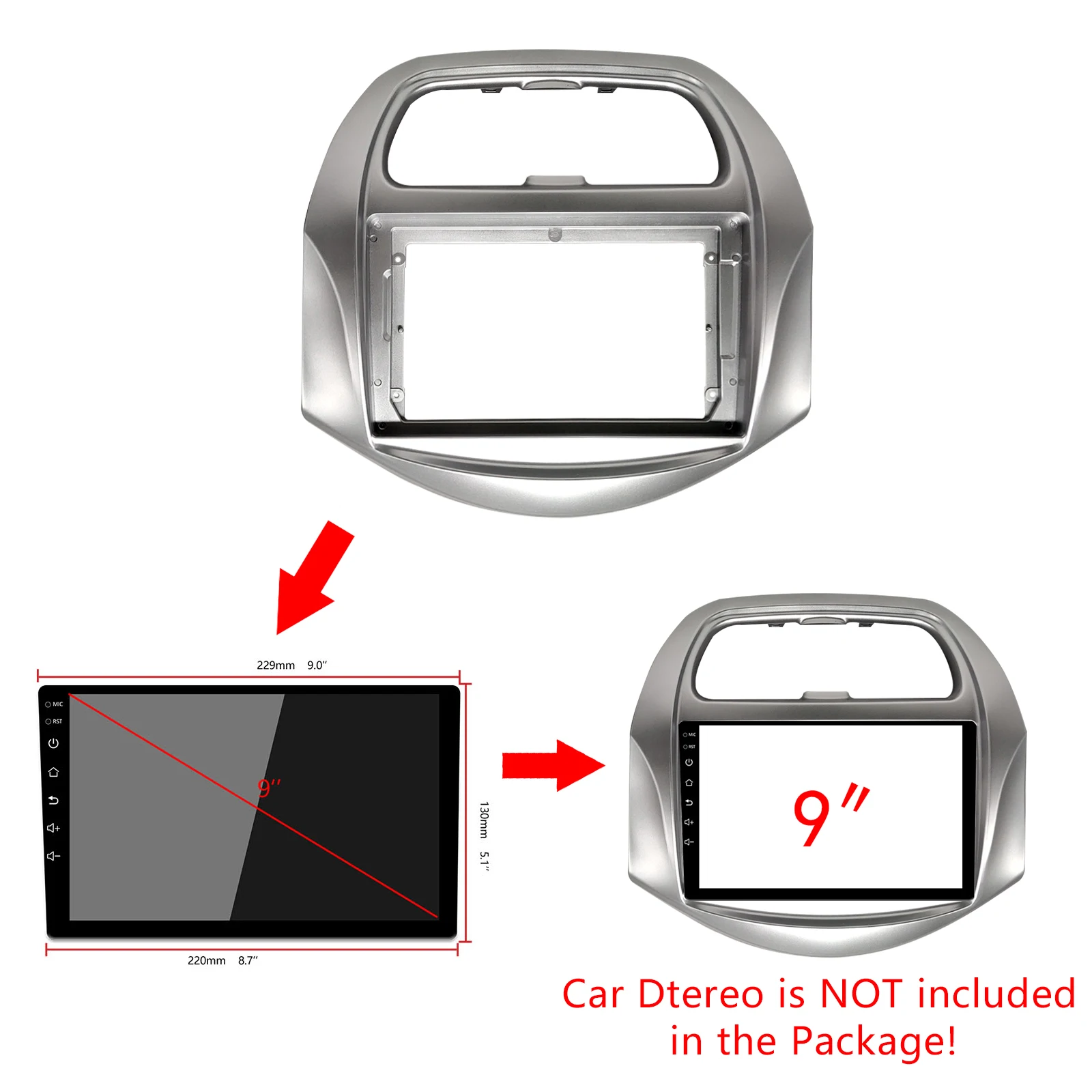 9 Inch Car Fascia For Daewoo Matiz Chevrolet Spark/Baic/Beat 2018 19 2020 Audio Fitting Adaptor In-dash 2din Car Radio Frame Kit