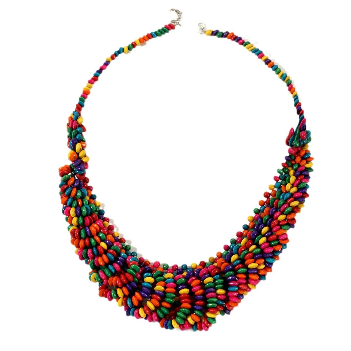 New Arrived Trendy African Style Bohemian Colored Wooden Beads Handmade Beaded Necklaces For Women Summer Party Jewelry