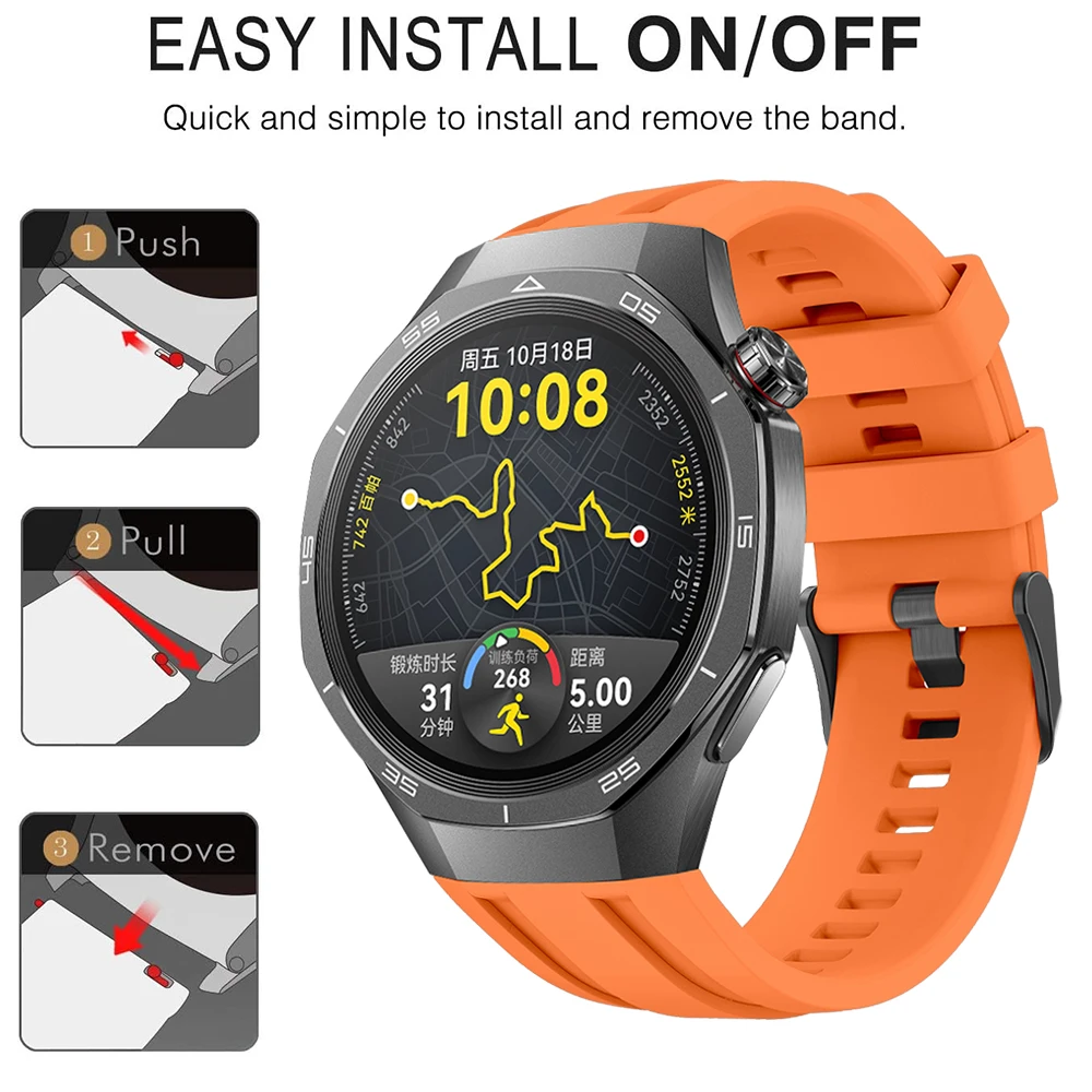 لا توجد حزام فجوات متوافق مع ساعة Huawei Watch GT5 Pro 46mm للرجال والنساء سوار معصم بديل من السيليكون لسوار Huawei GT5 Pro 46mm