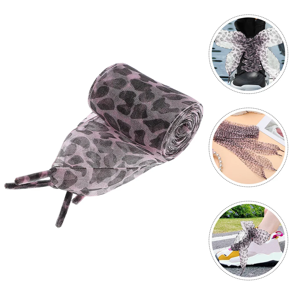 

1Pair Wide Flat Ribbon Shoelaces Cute Animal Print Decorative Lace for Women Sneakers Leopard Lace Fun Boot Laces