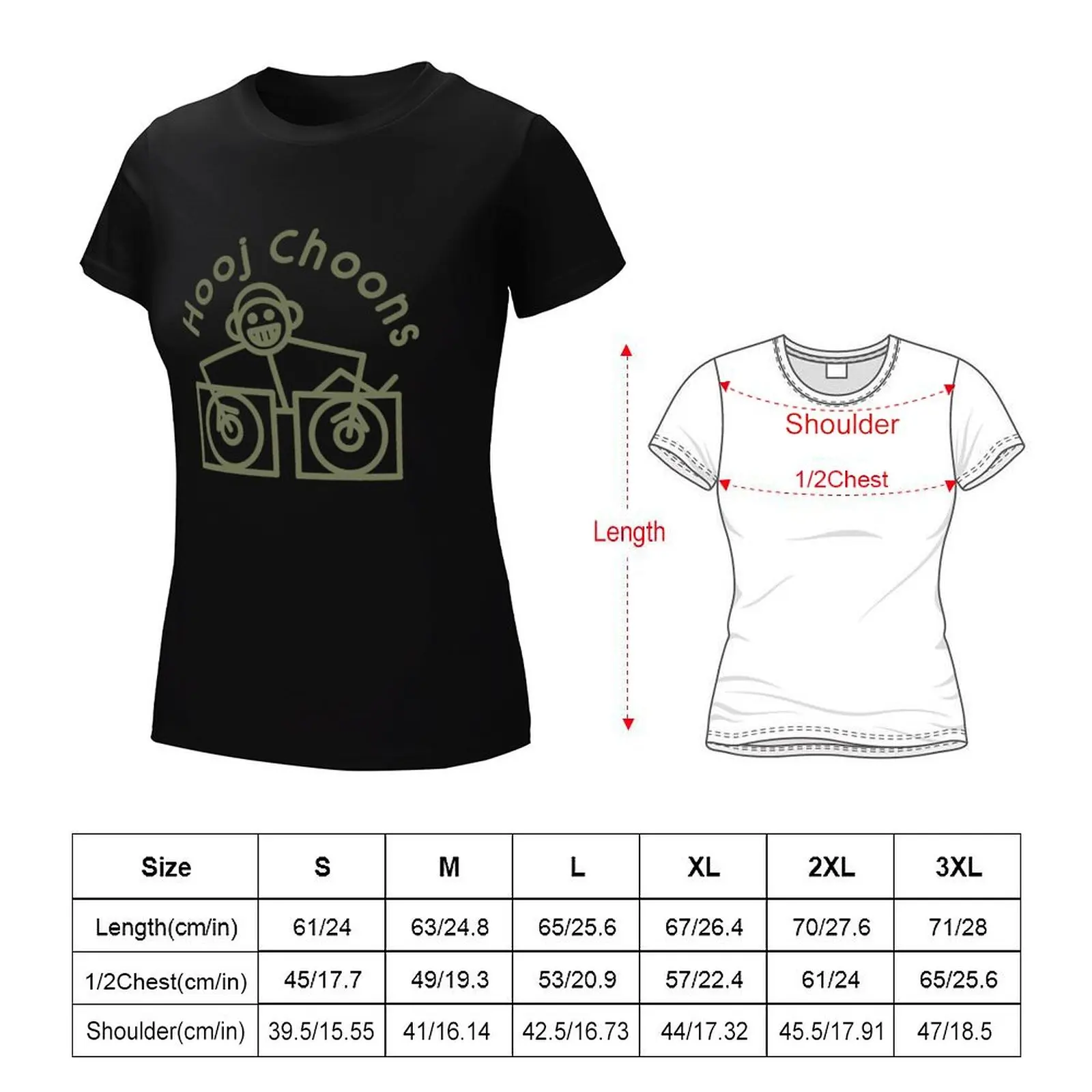 Hooj Choons (Olijfgroen Logo) T-Shirt Douane Funnys Blanks Graphics Zomerblouses Dames 2024