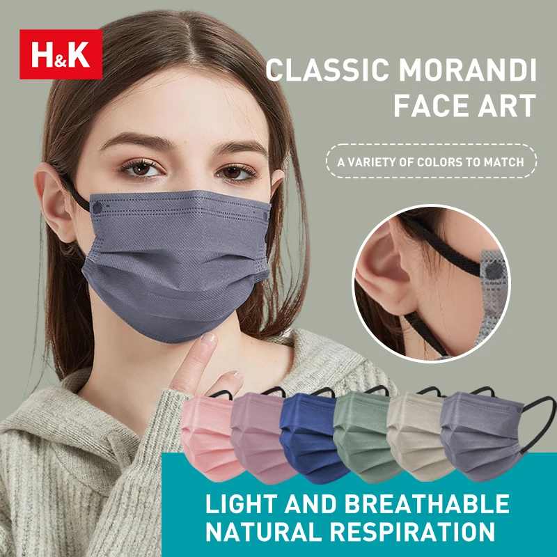 50-200pcs Fashion Disposable Face Mask For Men Women Individually Wrapped 3 Layer Ply Filter ​mask Colores Protective Mask