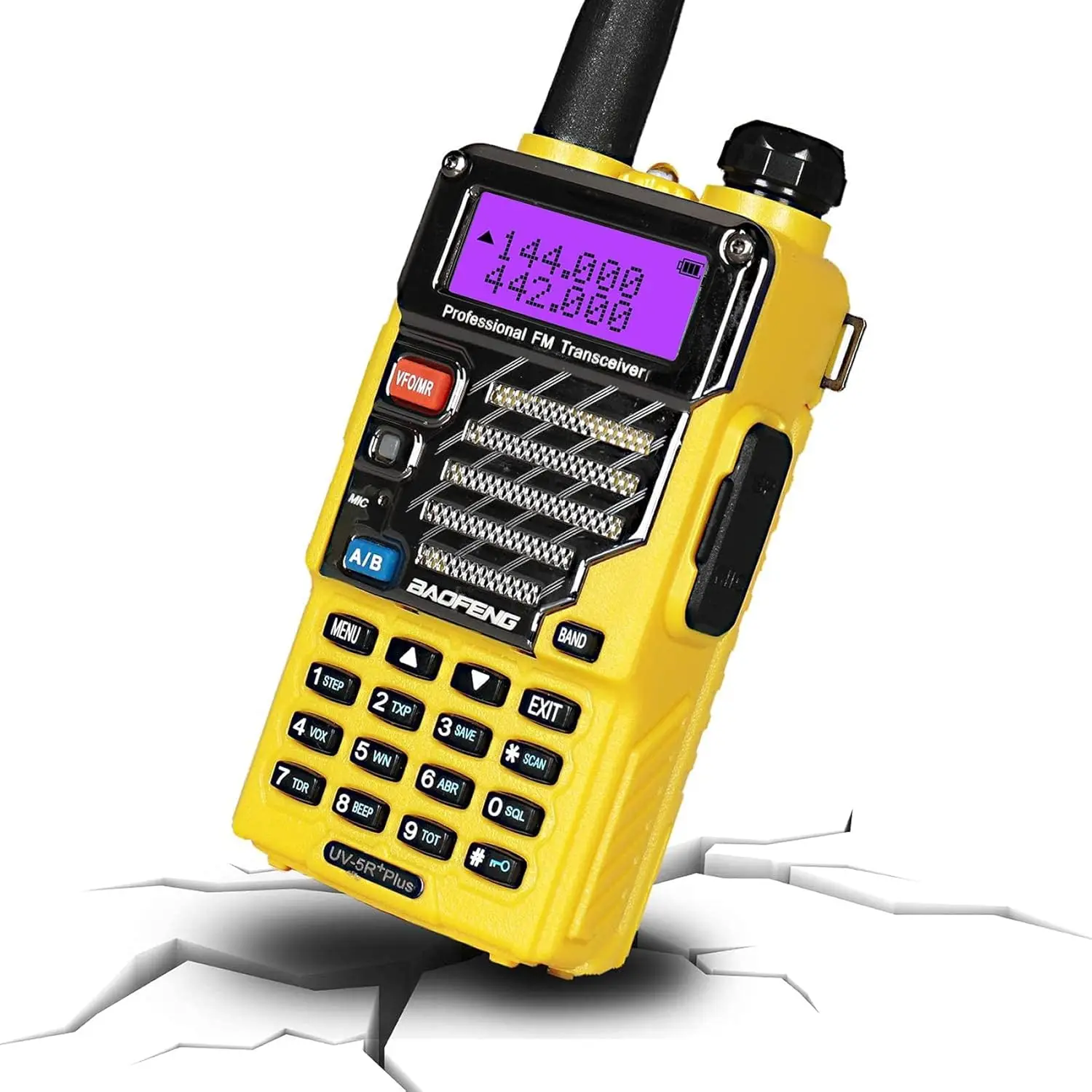 BAOFENG UV-5R+ Plus Two Way Radio, Long Range for Adults Rechargeable with Earpiece, Walkie Talkie，144-148 420-450MHz,Yellow