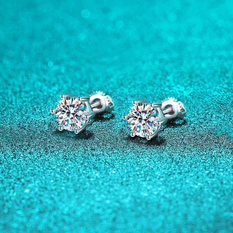 FCGJHW Screw Thread 1-4CT Moissanite Earrings Studs for Women Men Solitaire Ear 100% S925 Solid Silver White Gold Plated 2026