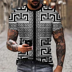 Camiseta de manga corta para hombre, Jersey informal con cuello redondo, estampado 3d, estilo Retro, holgado y cómodo, a la moda, para exteriores y uso diario, Verano