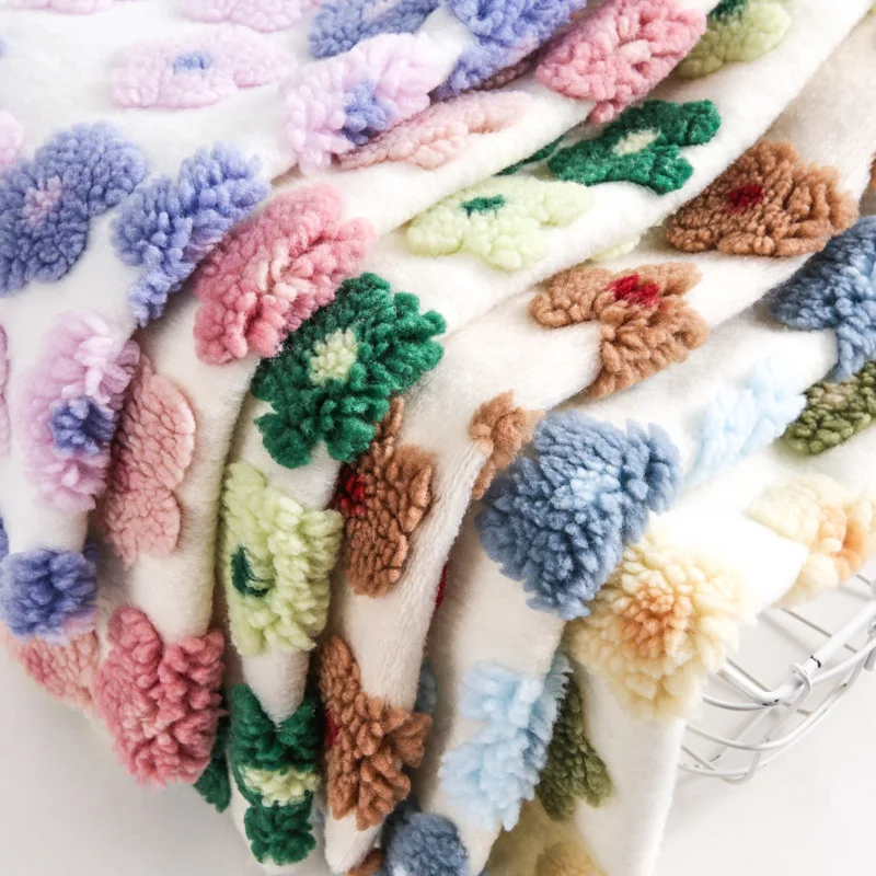 

1M Lamb Wool Small Flower Jacquard Fabric Imitation Cashmere Fabric For Sewing Blankets Pillow Winter Coats Bedding DIY Crafts