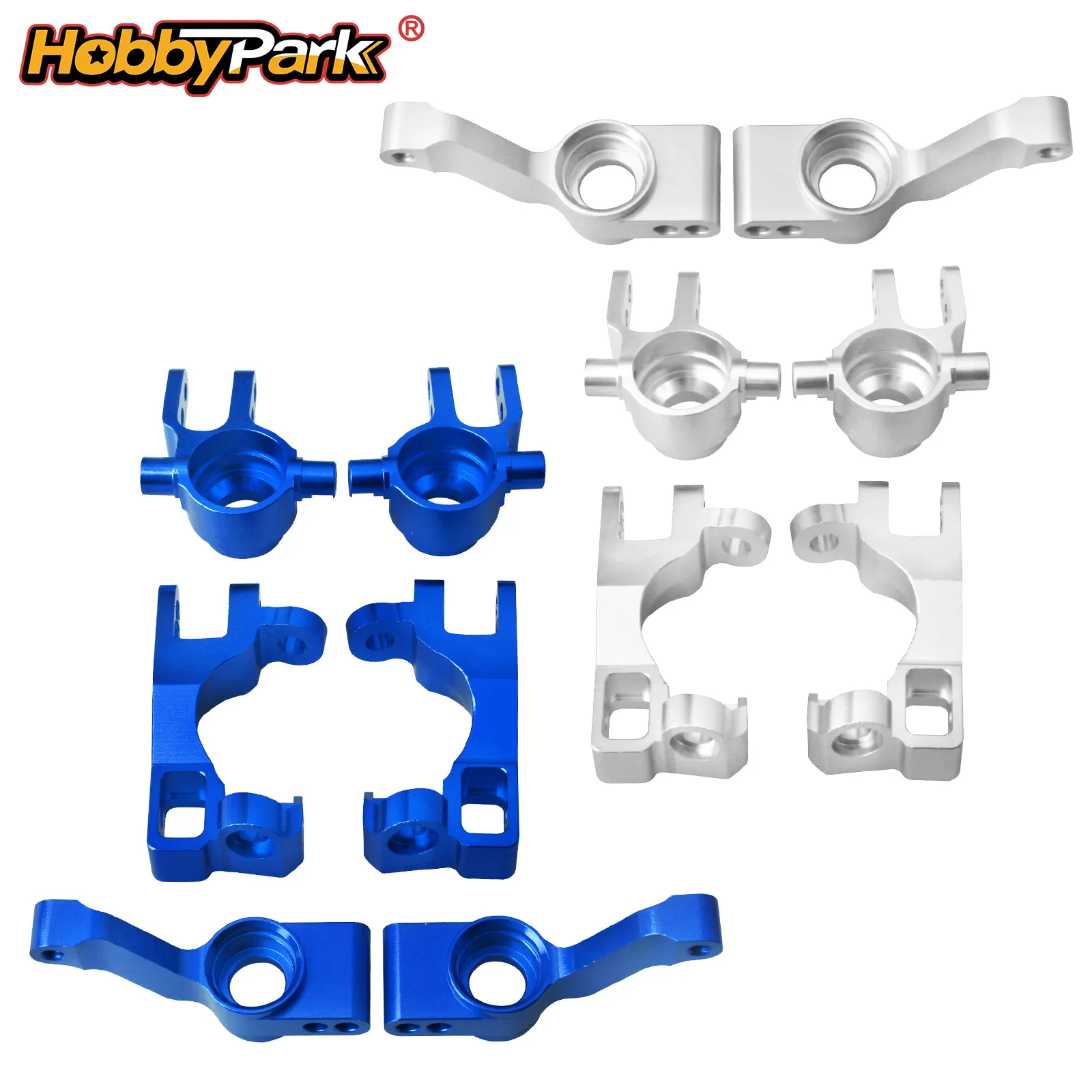 HobbyPark Aluminum Steering Knuckles C-Hubs Stub Axle Carriers with Bearings for 1/10 Traxxas Slash 4x4 6837X 6832X 1952X