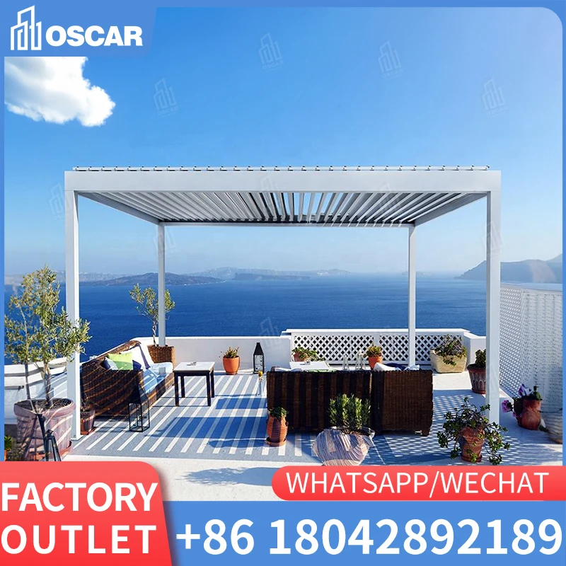 Hot Sale Aluminum Pergolas Awning Easy Assembly Summerhouses Patio Gazebo Deck Outdoor Modern Waterproof Louvered Roof Canopy