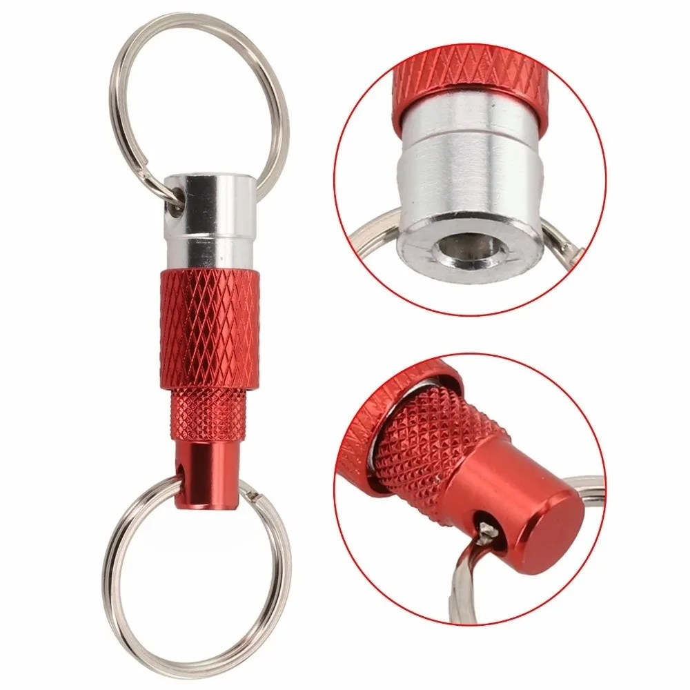 New Double Headed Quick Release Keychain 360° Rotation Retractable Detachable Keychain Mini Aluminum Alloy Keys Fob EDC Tool