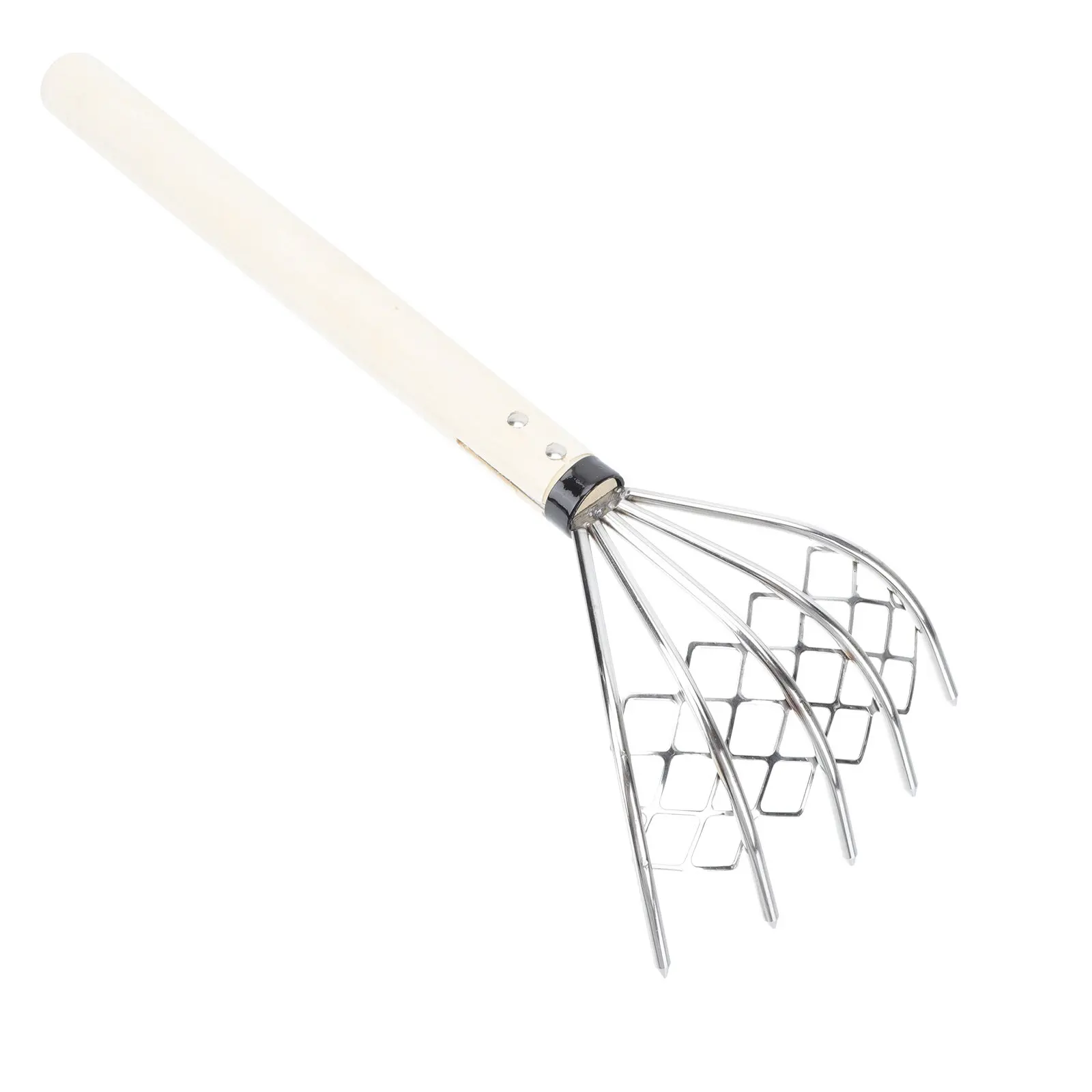 1Pcs 5 Claw Stainless Steel Rake Wood Handle Clam Digger Seafood Digging Soil Loosening Spreading Outdoor Tool