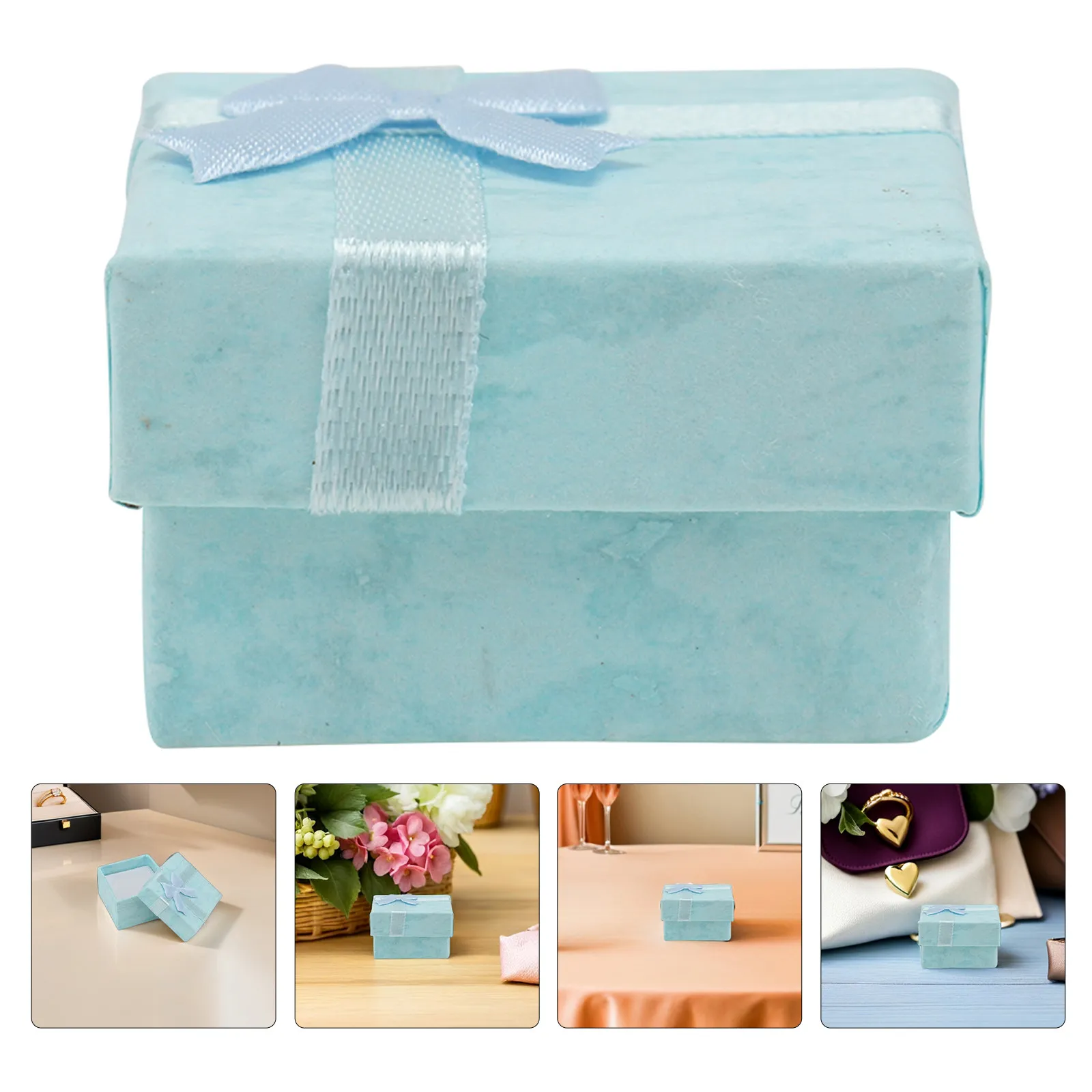 

20 шт. картонных коробочек для украшений, маленькие упаковочные коробки для брошей и серег, небесно-голубые, 1.57x1.57x0.98 дюйма, с бантом, для подарков на вечеринку