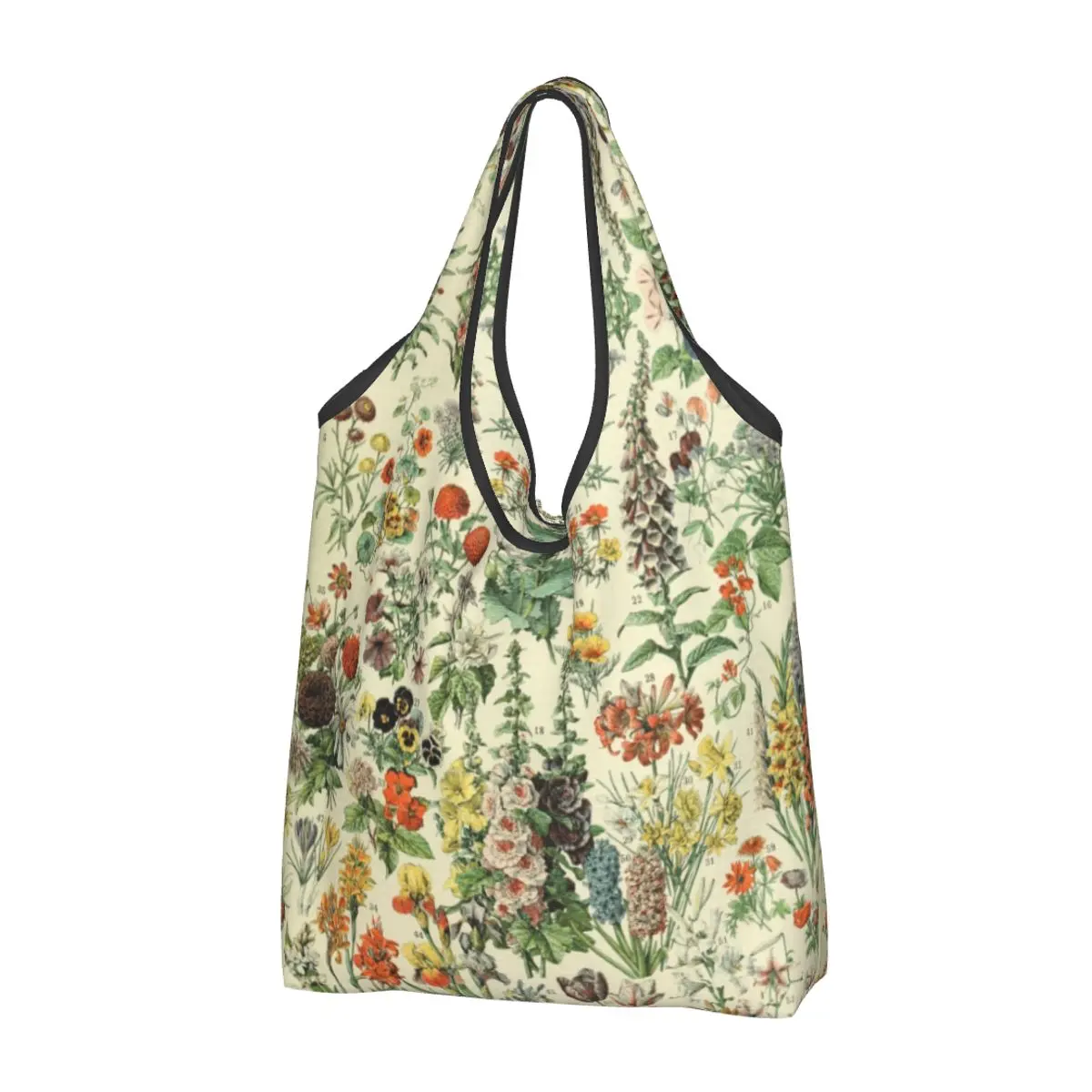 Adolphe Millot Fleurs Shopping Bags Women Portable Big Capacity Groceries Encyclopedia Classic Book Shopper Tote Bags