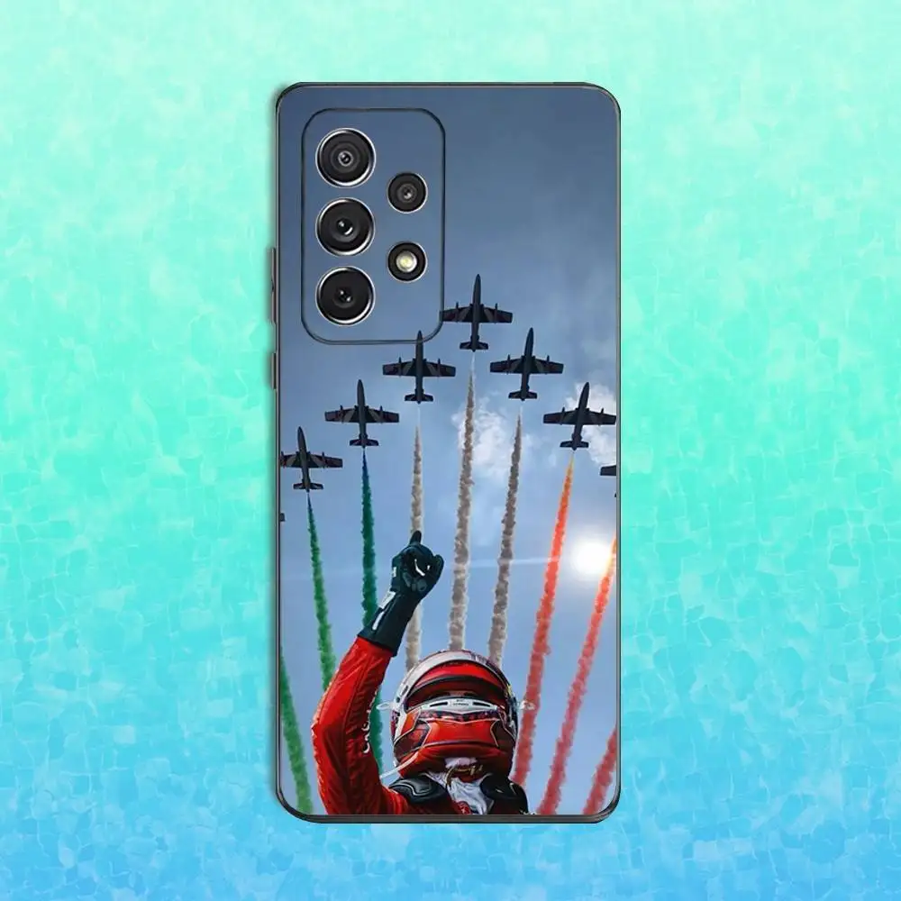 Casing Ponsel F1 C-Charles L-Leclerc-16 untuk Samsung S25,S24,S23,S22,S21,S20,S10,Ultra,Plus,Lite,FE, Sampul Hitam Silikon Lembut