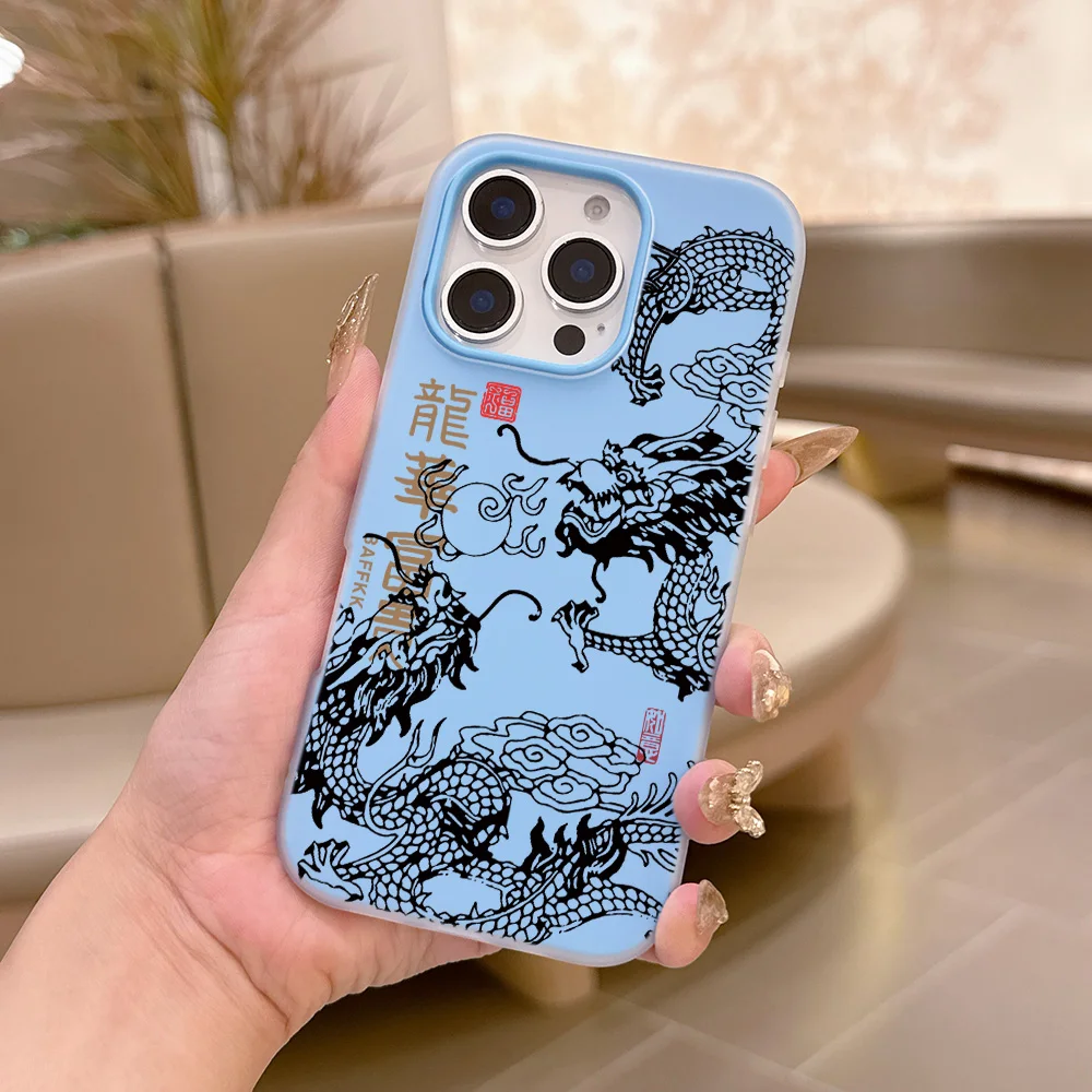 Art Chinese Dragon Matte Candy 2 in 1 Phone Case for Motorola Moto Edge G Stylus 60 G64 G73 G54 G24 50 Fusion Neo Pro 4G 5G