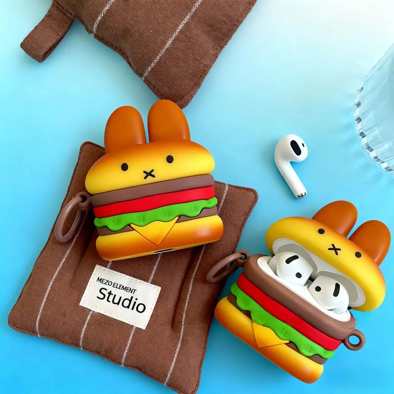 미피 토끼 이어폰 케이스 슈퍼 귀여운 애니메이션 영감 디자인 만화 창의적 버거 스타일 카와이 새로운 이어폰 케이스 소녀 선물