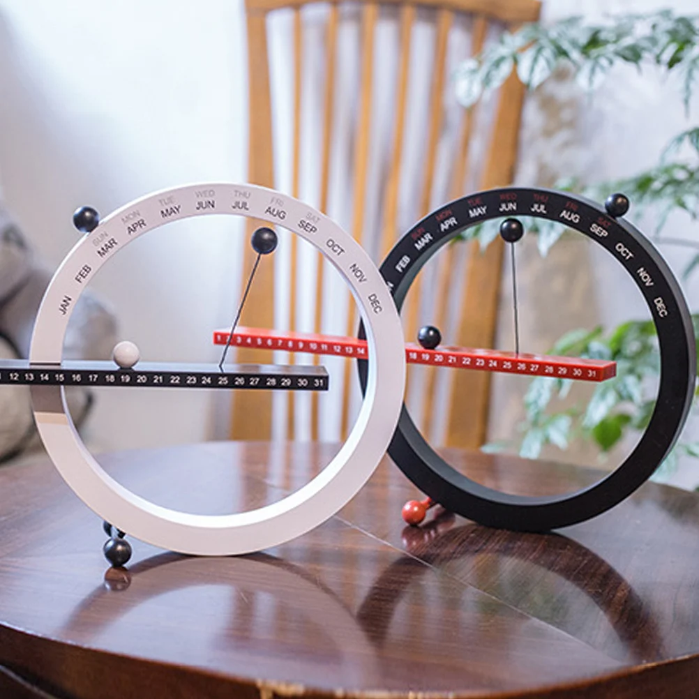 1 قطعة تقويم مكتبي مغناطيسي أسود أبيض ديكور مكتب المنزل الحديث سنة شهر أسبوع الكرة معلقة حلية ل
