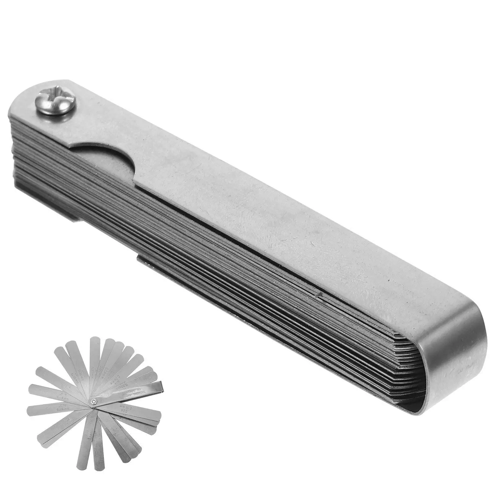 1Set Stainless Steel Feeler Gauge Set 32 Blades Dual Metric Imperial Marked Foldable Gap Measuring Tool for Guitar Engine Valve