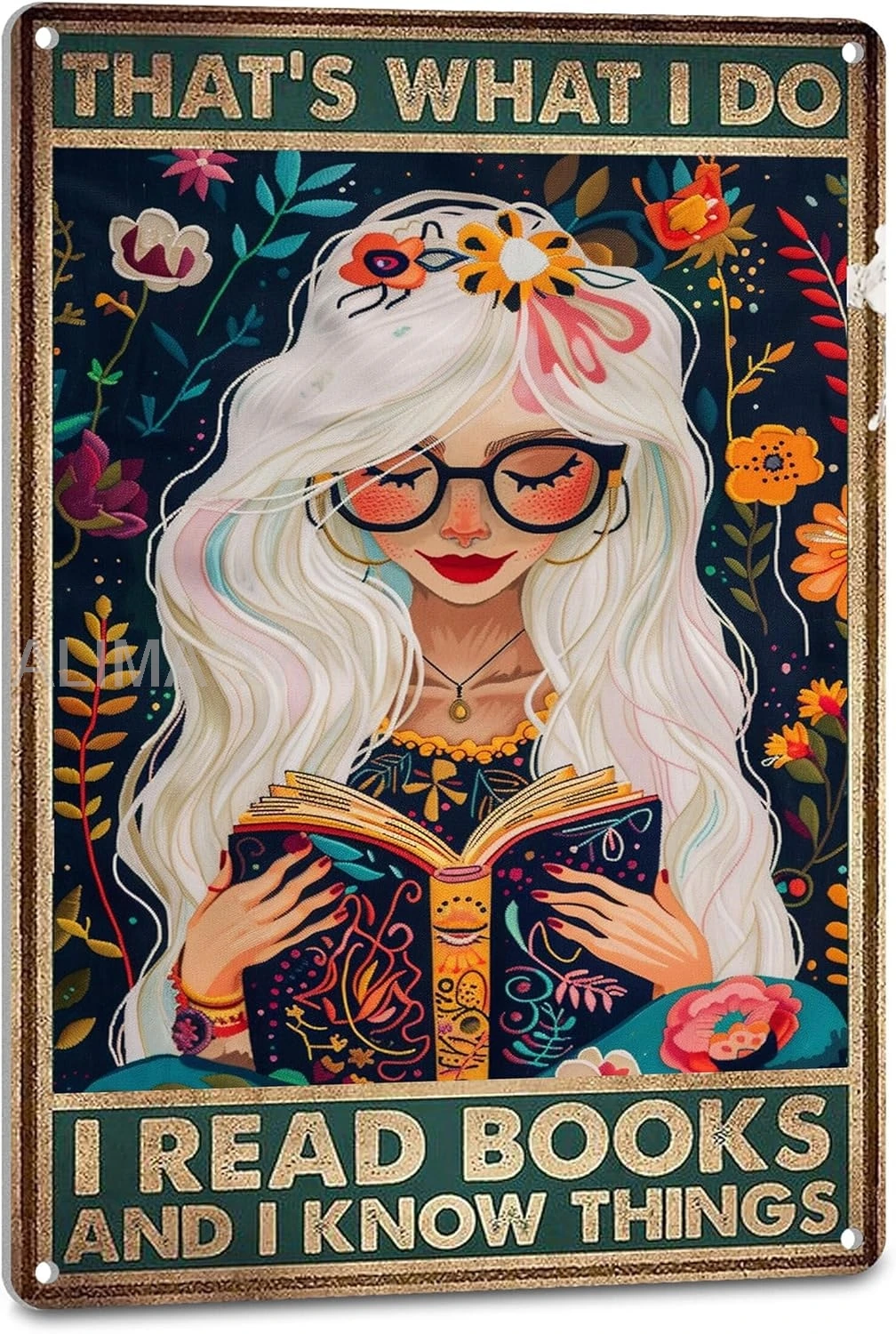 

Witch Home Room Goth Decor Cottagecore Poster Hippy Sign for Halloween Wall Art Decoration - That's What I Do I Read Books a