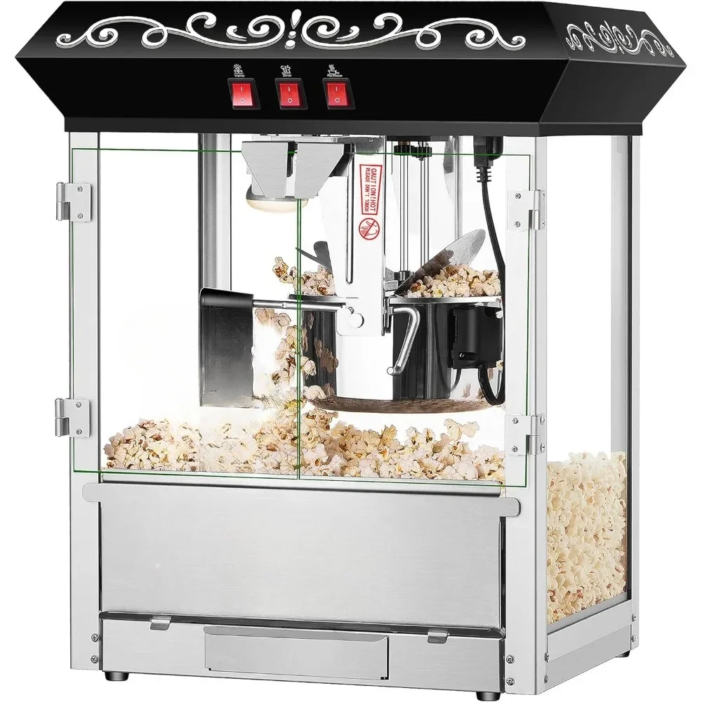 10oz Popcorn Machine, Countertop Style Popcorn Machine,  3 Control Switches & Built-in Warmer Light, Popcorn Makers