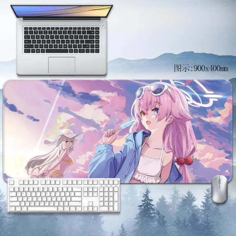 Pro Speed XXL Blue Archive Takanashi Hoshino Swimsuit Gaming Mouse Pad Non-Slip Rubber Stitched Oversized Desk Mat for PC Gamer