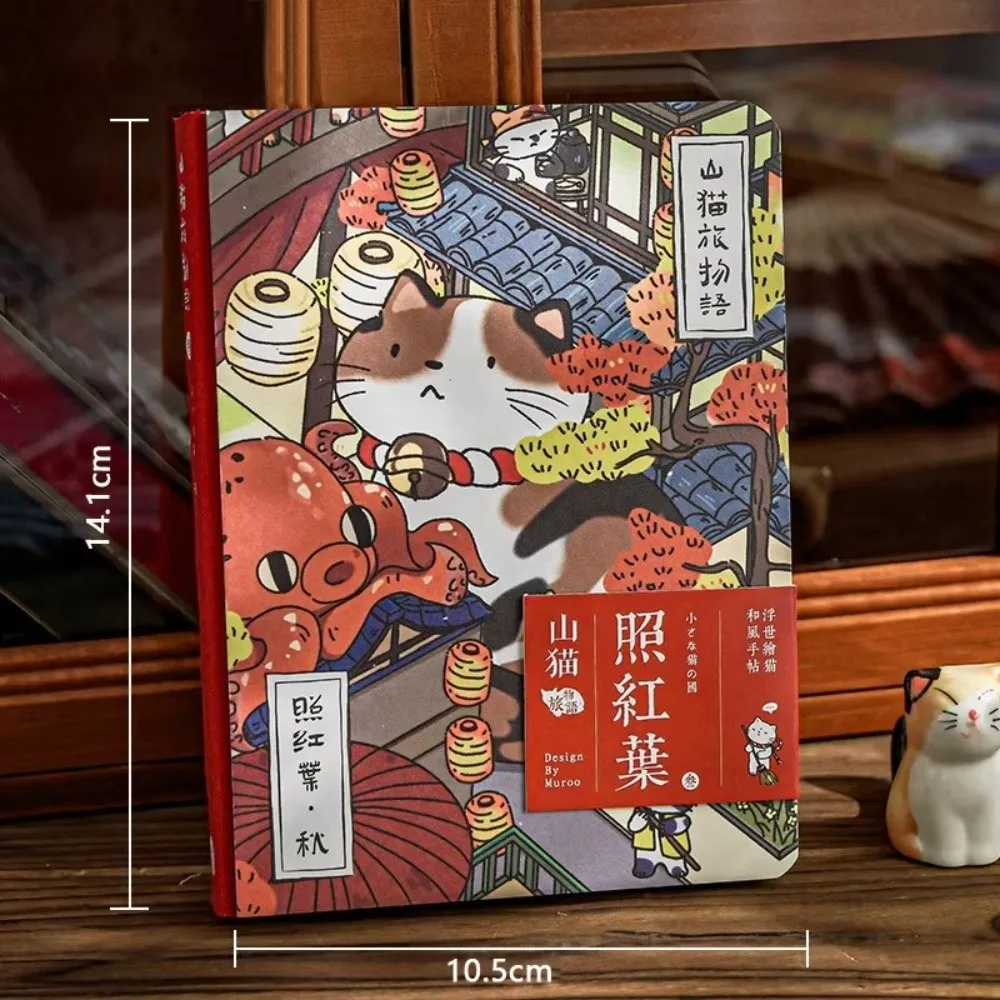 Creative Cat Themed Pocket Notebook Cartoon Illustration Note-Taking Diary Japanese Style Portable Notepad School Supplies