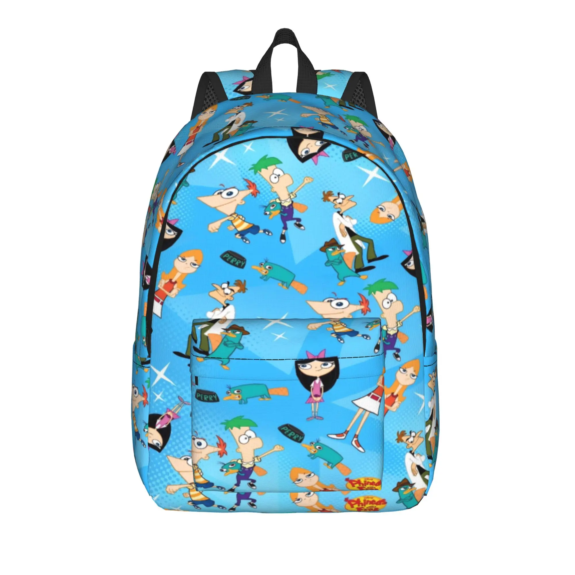 Perry the Platypus Backpack Phineas and Ferbs Cycling Backpacks Women Kawaii High School Bags Colorful Soft Rucksack