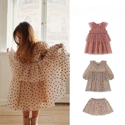 New KS Spring Baby Girls Cotton Mesh Dress Skirt Kids Clothes Girls Dresses Infant Children Christmas Party Long Sleeve Vestidos