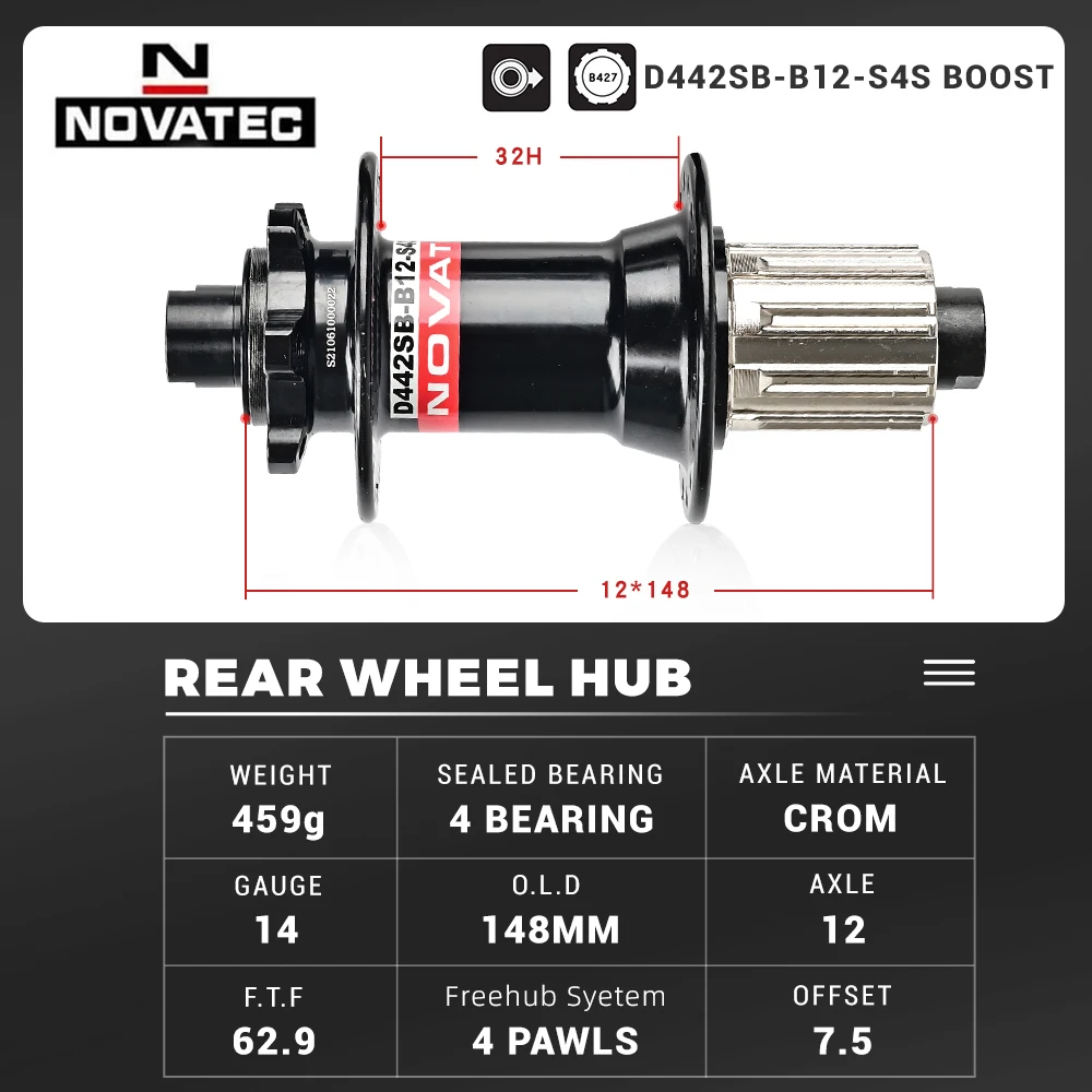 2025 Novatec Bicycle Hub D041SB-B15 D042SB-B12 BOOST Bearing Hub 8