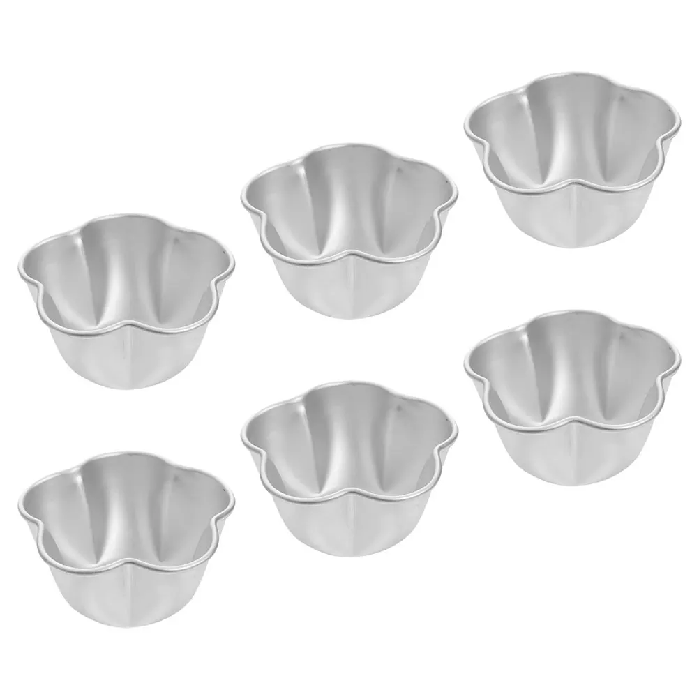 

6pcs Mini Cake Mold Aluminum Alloy Dessert Mousse Baking Pan Nonstick Egg Tart Reusable Pudding Chocolate Kitchen Tools