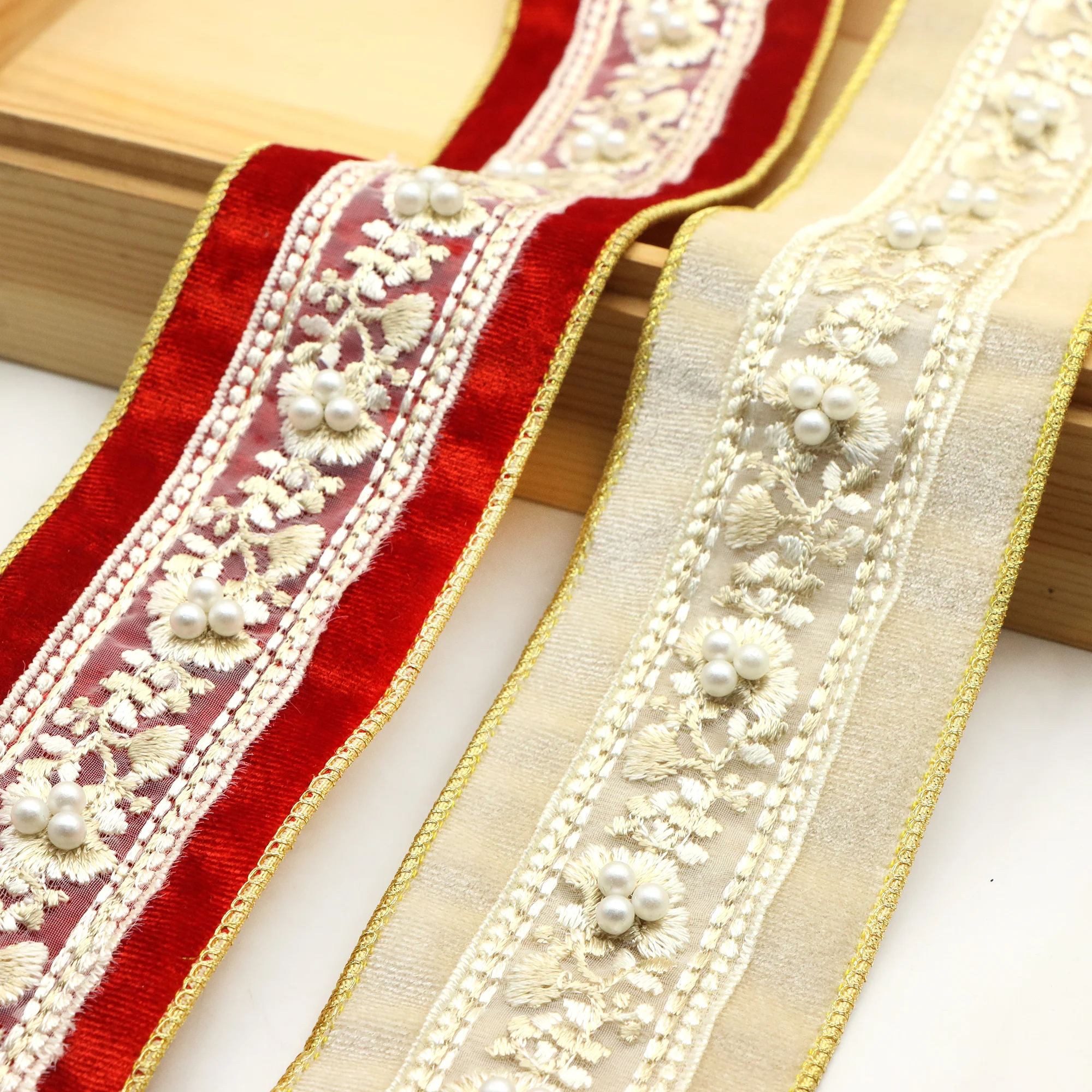 Fita de veludo vermelho bege c - Velvet Ribbon Roll avaliação e preço