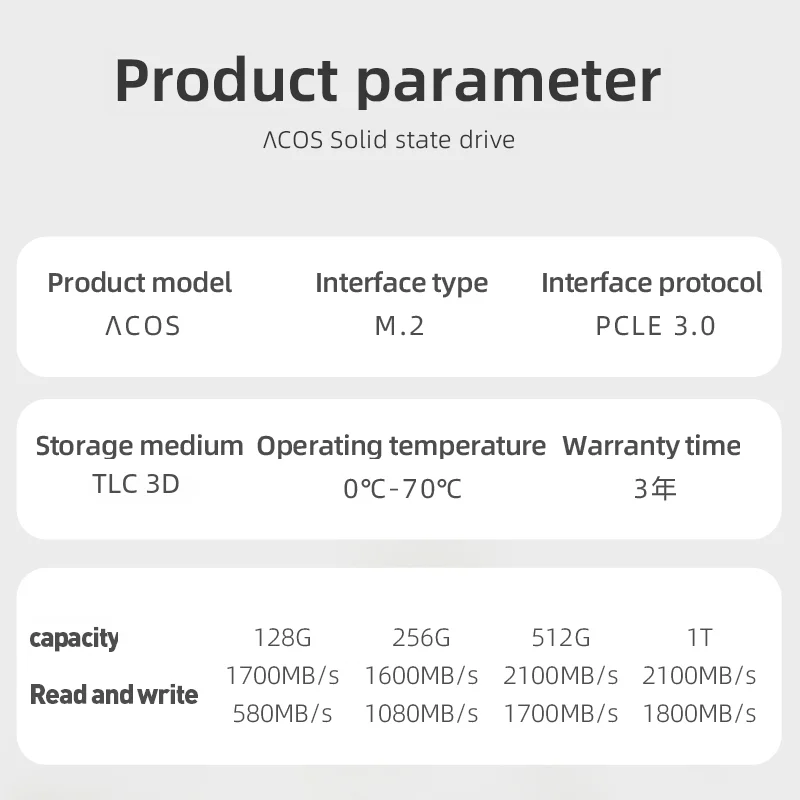 Imagem -06 - Acos-sata Ssd Solid State Drive para Laptop Disco Rígido Interno 2280 Ngff 6gb 128gb 256gb 512gb 1tb 2tb