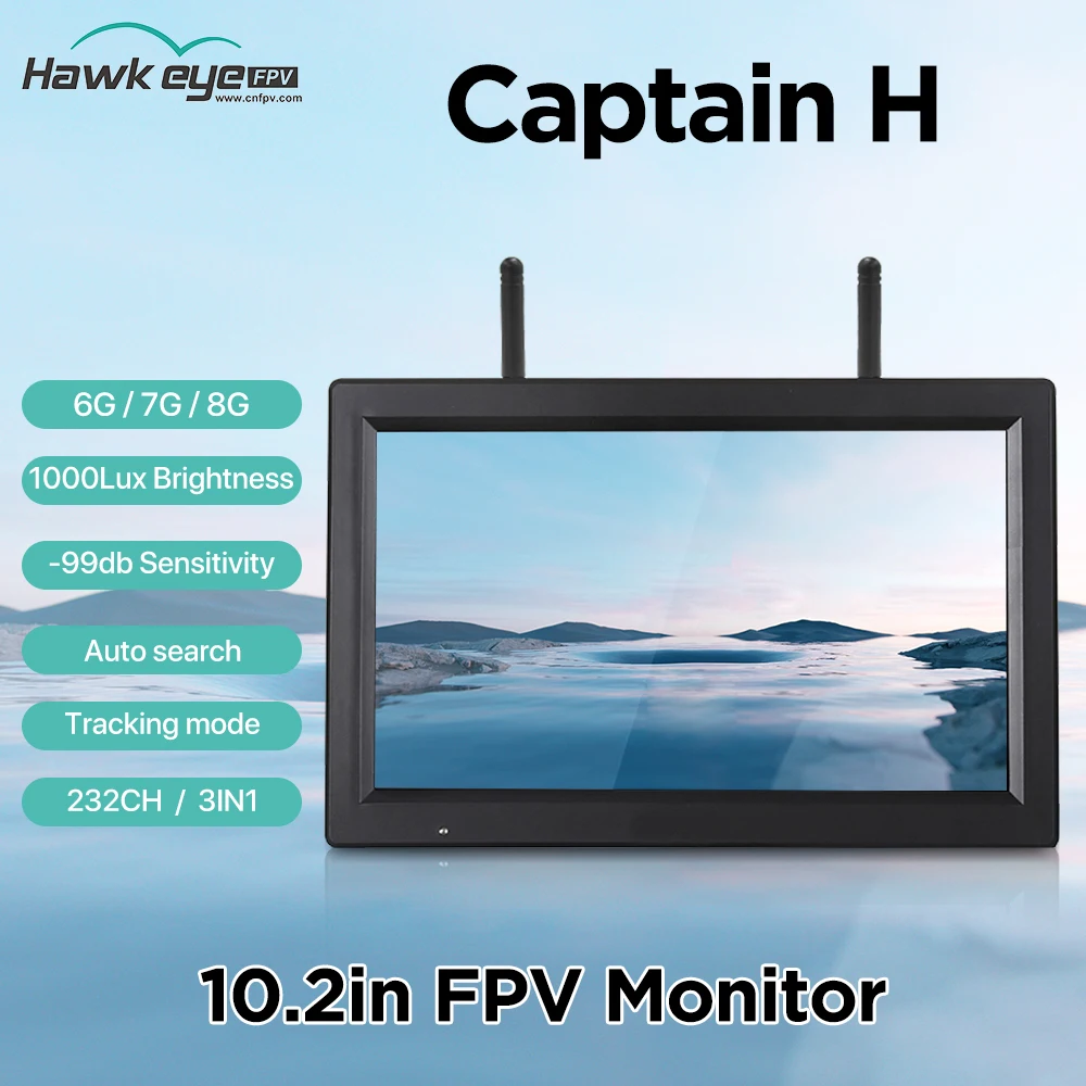 

Hawkeye Captain H 3IN1 FPV Monitor 1000LUX 6G 7G 8G 232CH Auto Search with DVR FPV Monitor