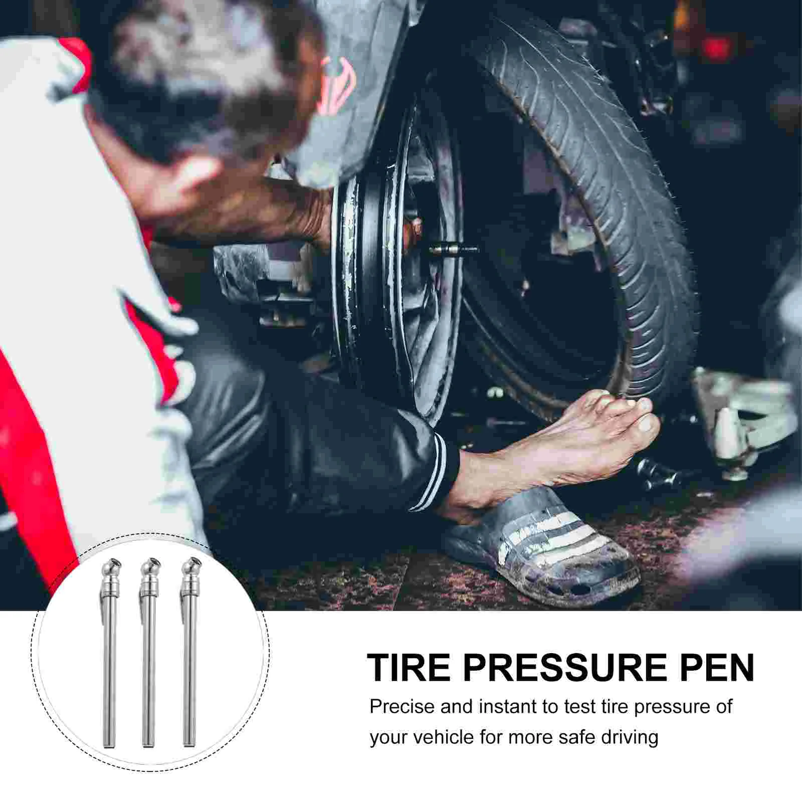 3 Pcs Portable Tire Pressure Pen Pencil Gauge Stainless Steel Truck Mechanical Air